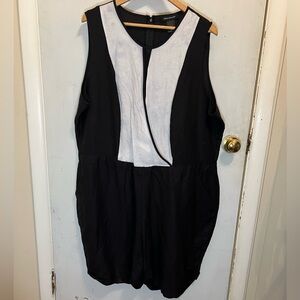 Ashley Stewart Plus Size Black White Shorts Tank Top Romper Jumpsuit Playsuit